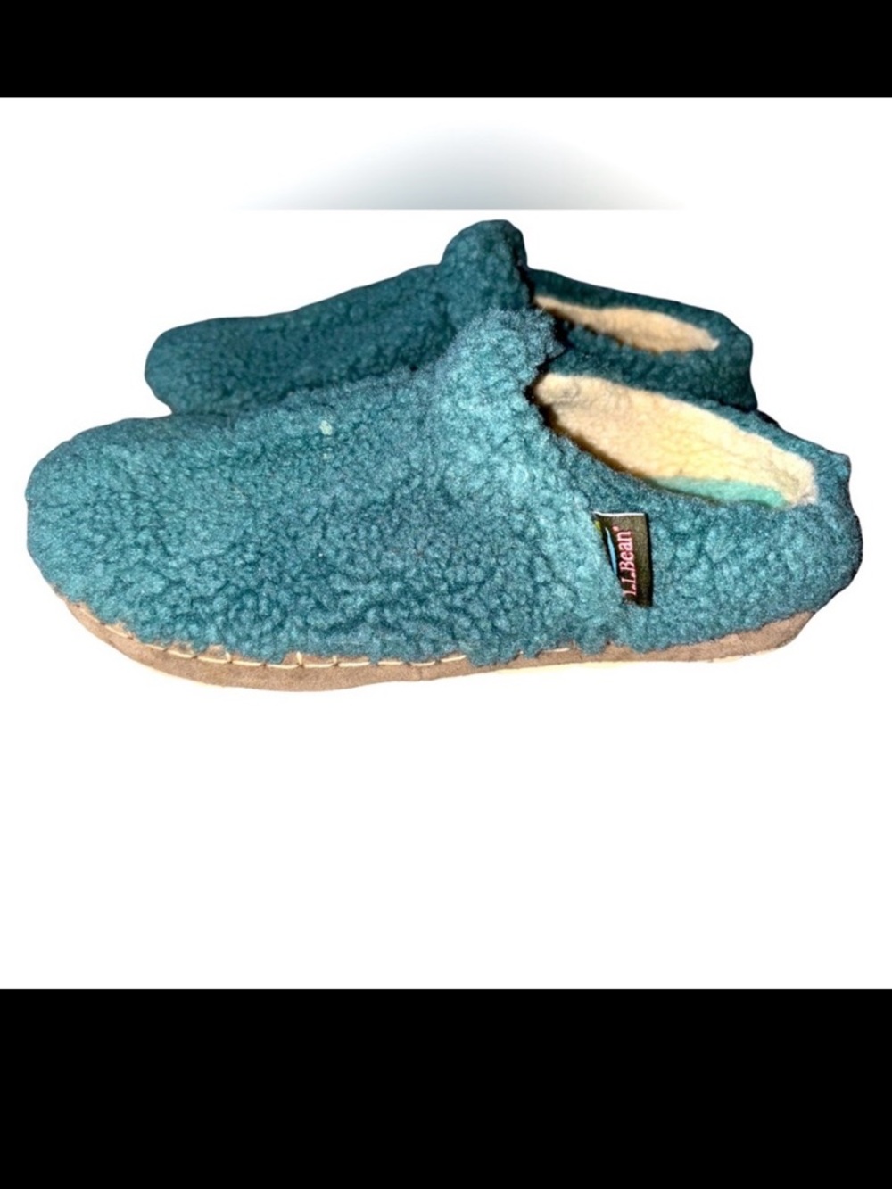 LL Bean Aqua Knit Polyester Fleece Lined Water Resistant Cozy Slippers Size 9